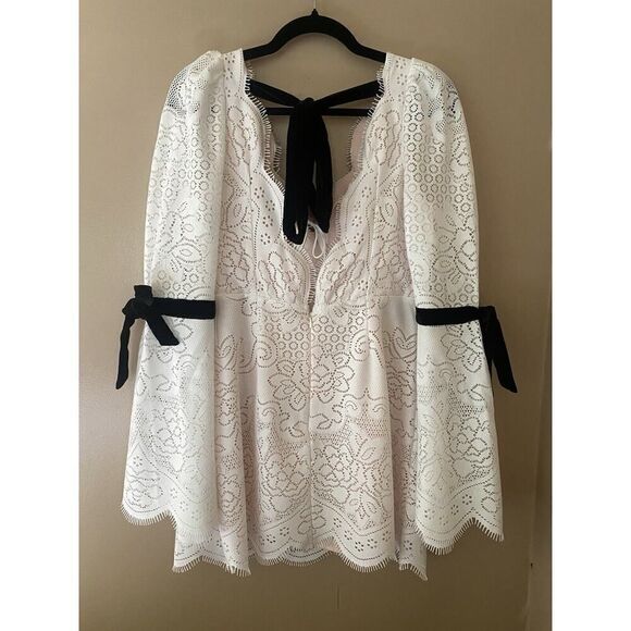 For Love & Lemons Araceli Vintage White Lace Doily Romantic Mini Dress Sz L NWT - Picture 11 of 13